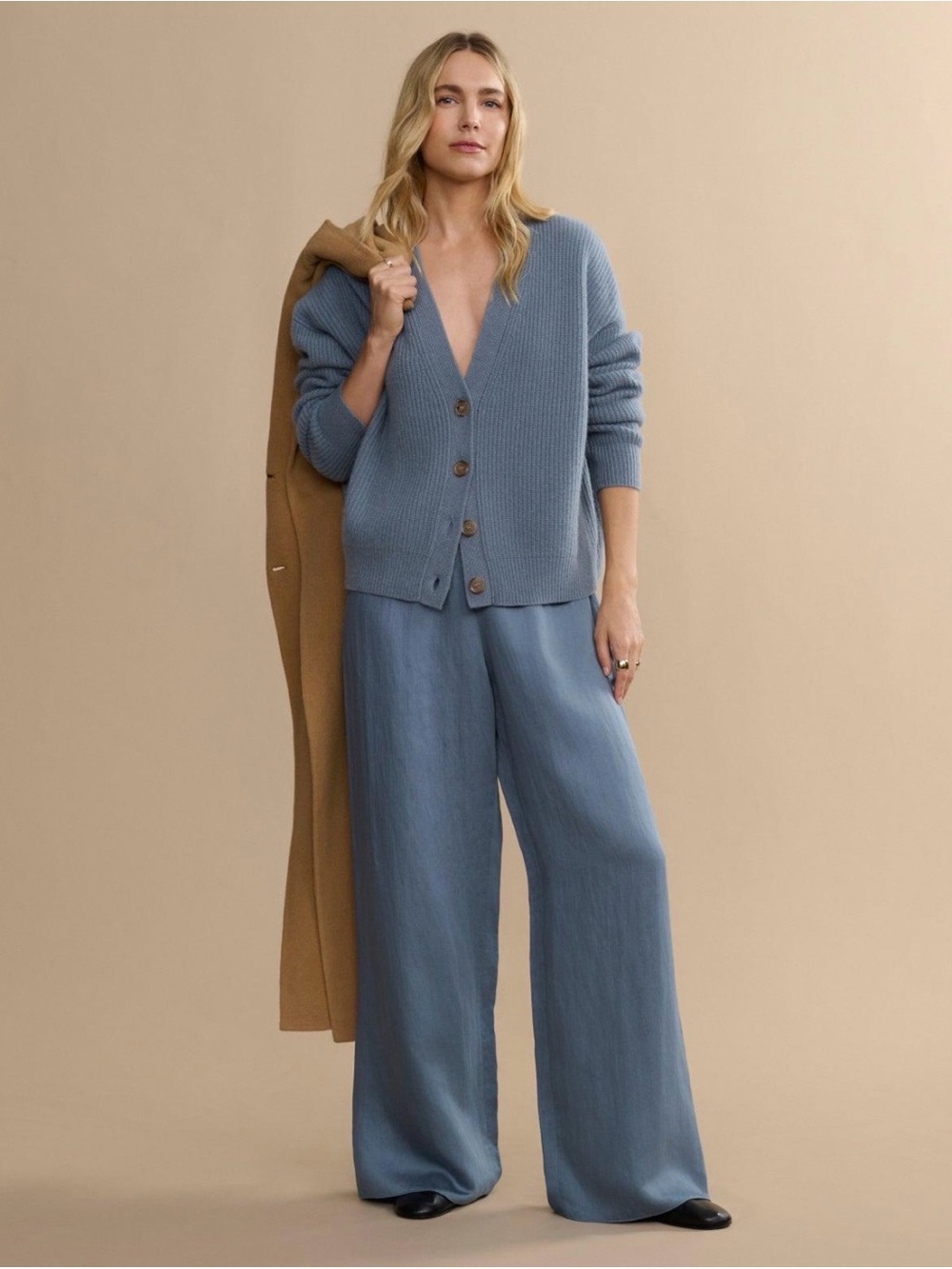 Jenni Kayne Cashmere Cocoon Cardigan Dusty Blue XS